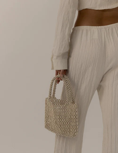 Elysian Collective La Tribe Beaded Bag Bone