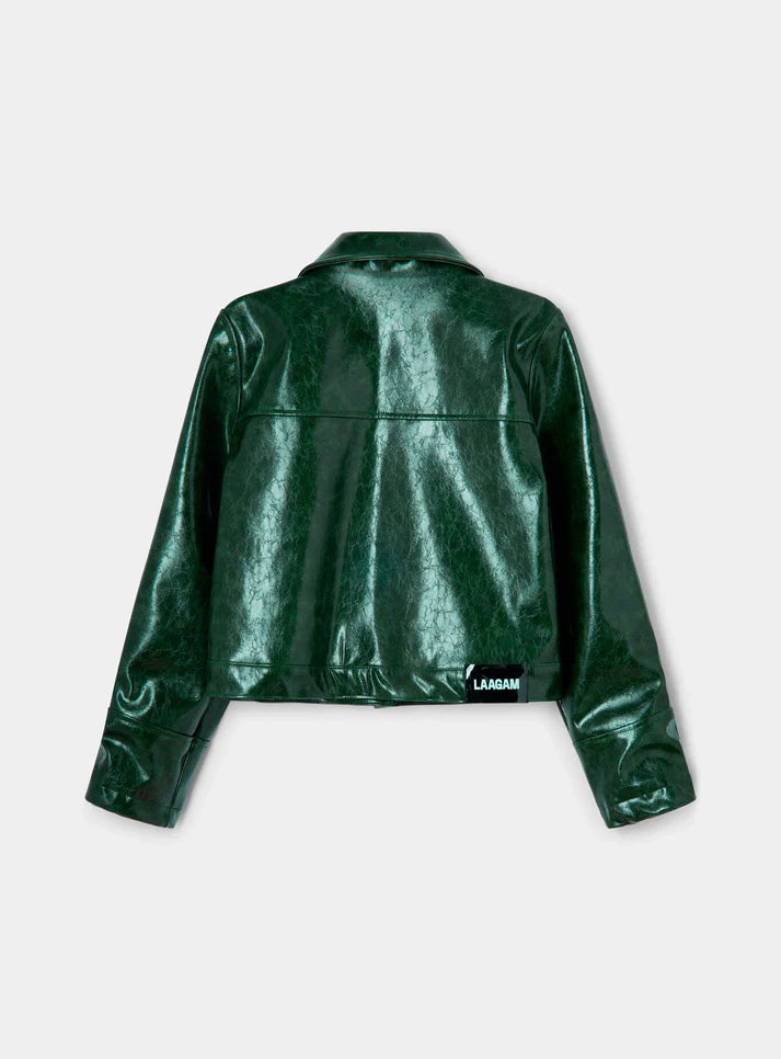 Elysian Collective Laagam Lena Green Faux Leather Jacket