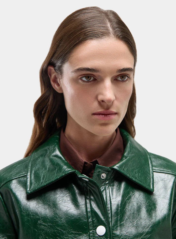 Elysian Collective Laagam Lena Green Faux Leather Jacket