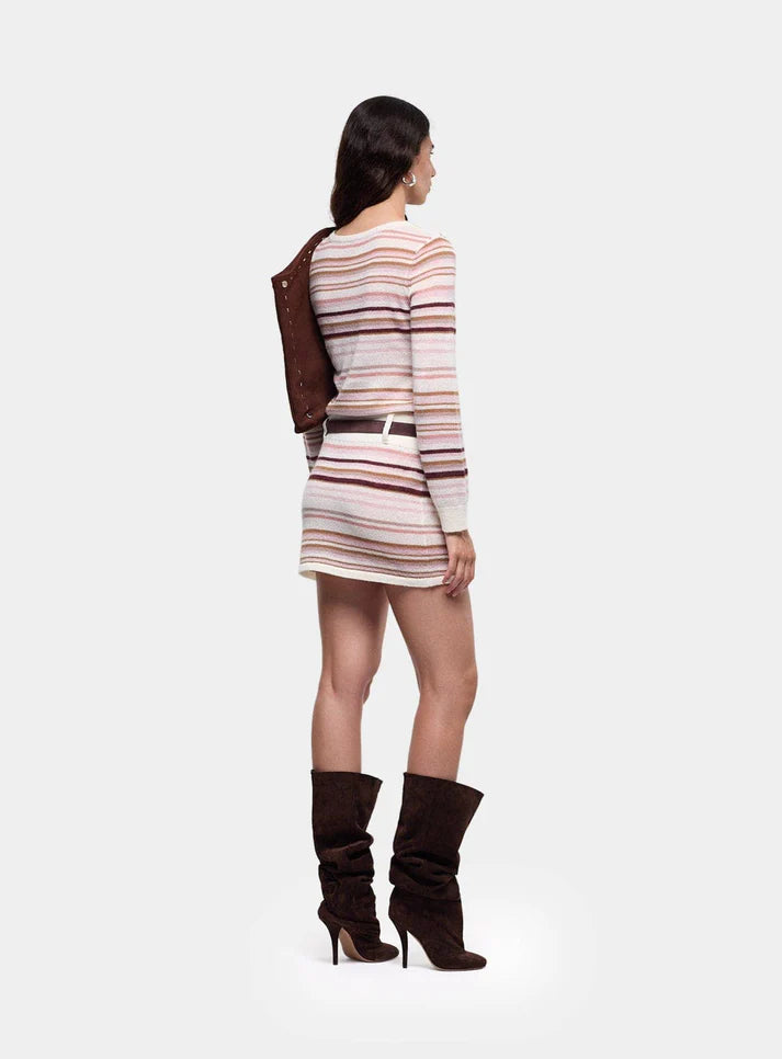 Elysian Collective Laagam Onira Ecru Striped Short Dress Ecru