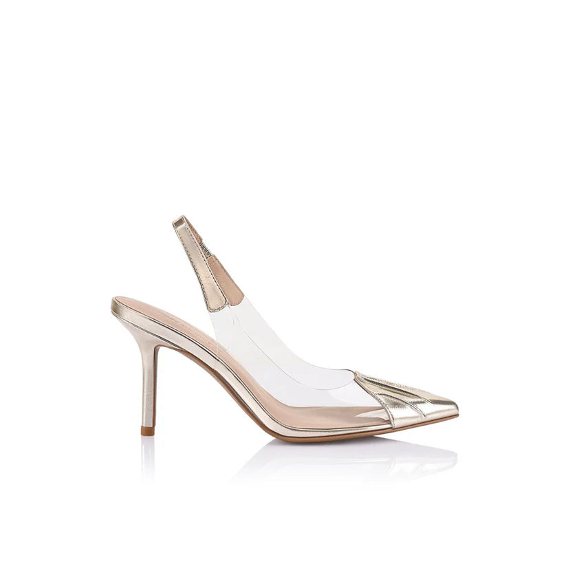 Elysian Collective Lana Wilkinson Remi Pump Vinylite Gold Patent Leather 