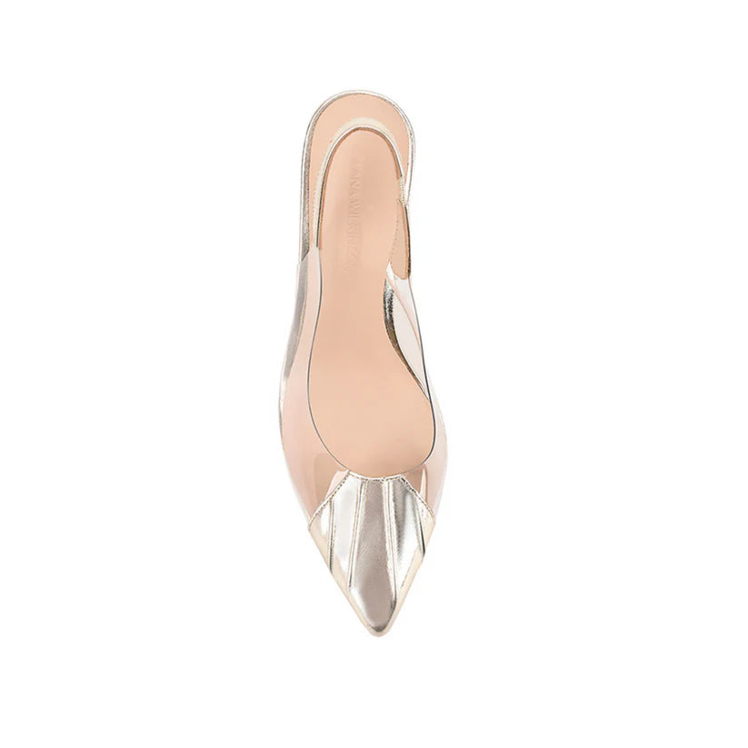 Elysian Collective Lana Wilkinson Remi Pump Vinylite Gold Patent Leather 