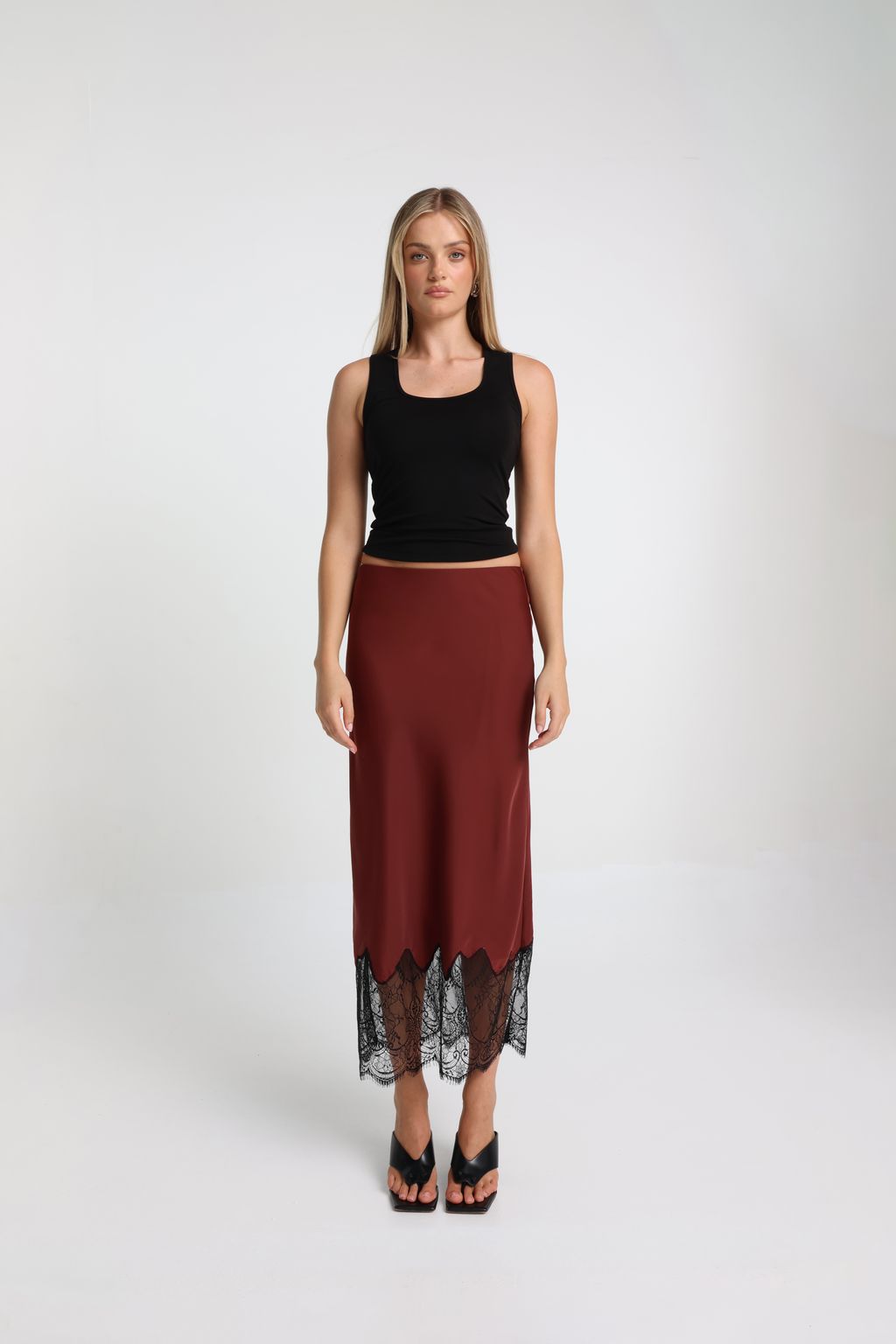 Elysian Collective Maddison The Label Luella Skirt Merlot