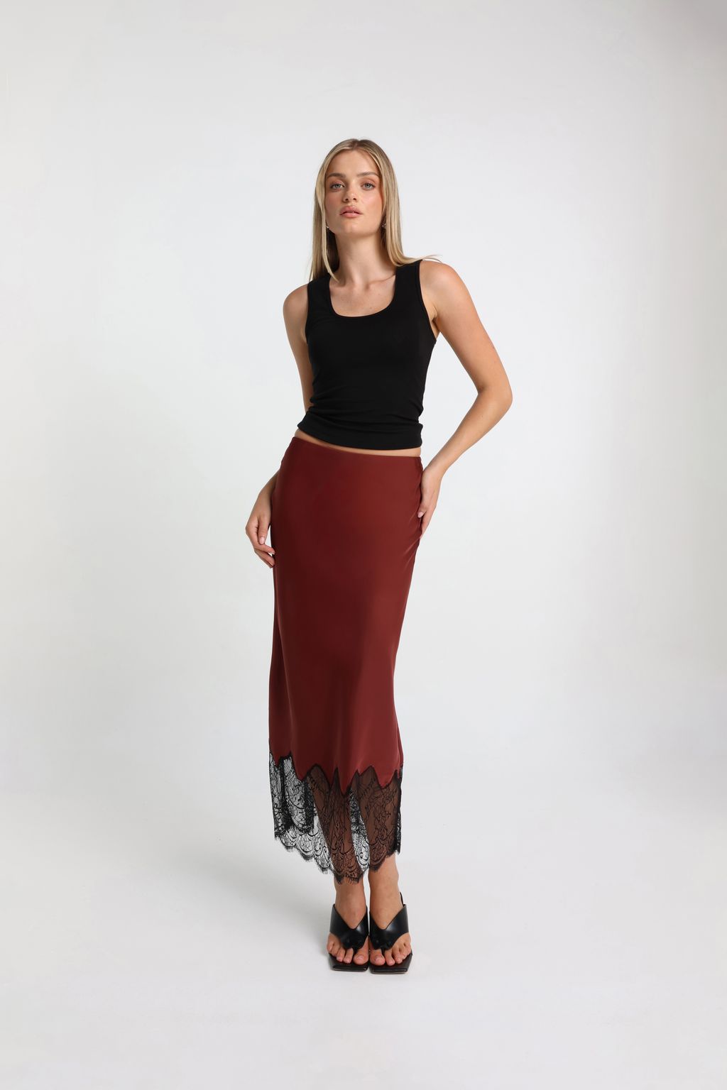 Elysian Collective Maddison The Label Luella Skirt Merlot