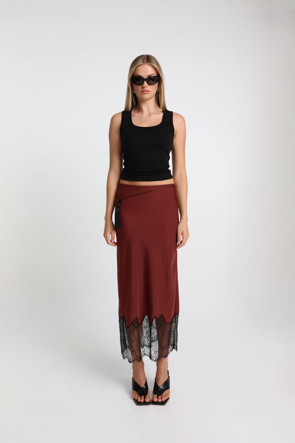Elysian Collective Maddison The Label Luella Skirt Merlot