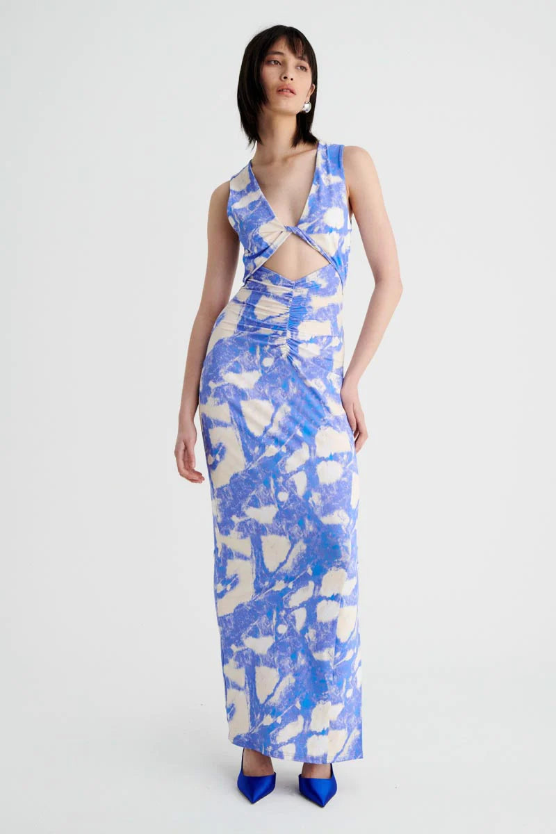 Elysian Collective Suboo Marble Sleeveless Reversible Twist Front Maxi Dress