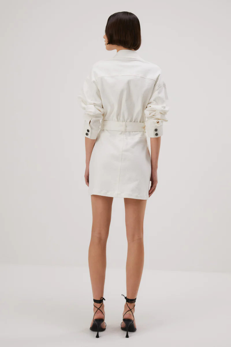 Elysian Collective Misha Allie Denim Mini Dress Ivory