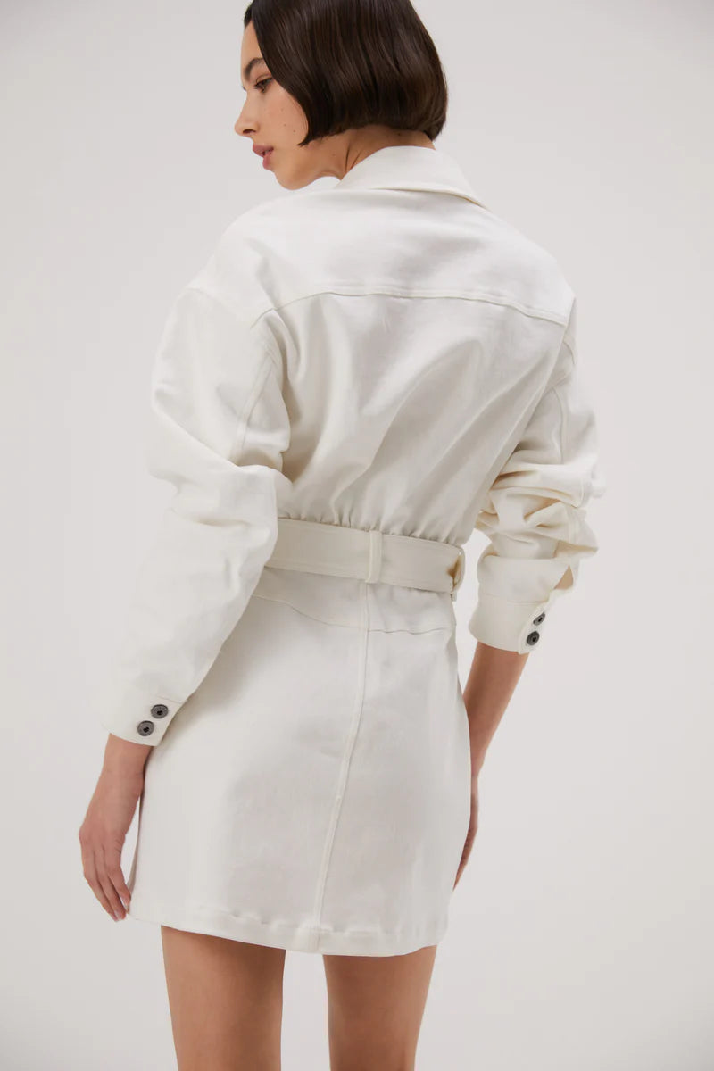 Elysian Collective Misha Allie Denim Mini Dress Ivory