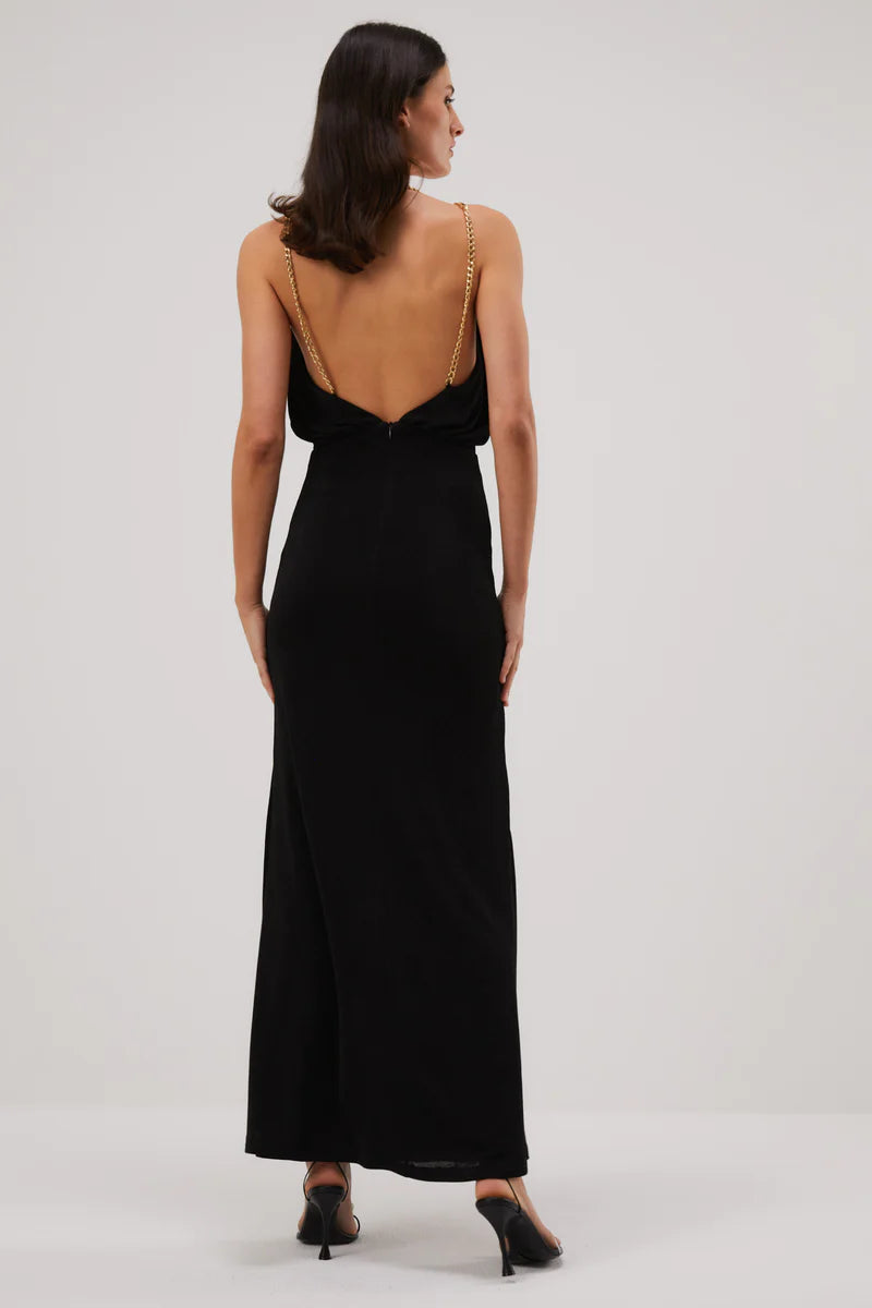 Elysian Collective Aminah Chain Slinky Gown Black