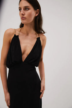 Elysian Collective Aminah Chain Slinky Gown Black