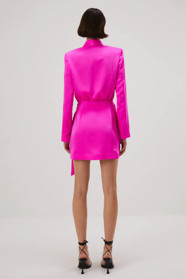 Elysian Collective Misha Azera Satin Mini Dress Hot Pink