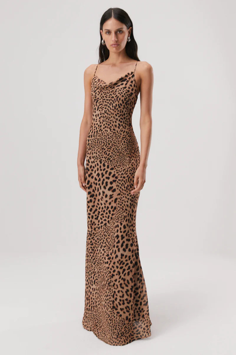 Elysian Collective Misha Elowen Maxi Dress Sunset Safari Animal Print