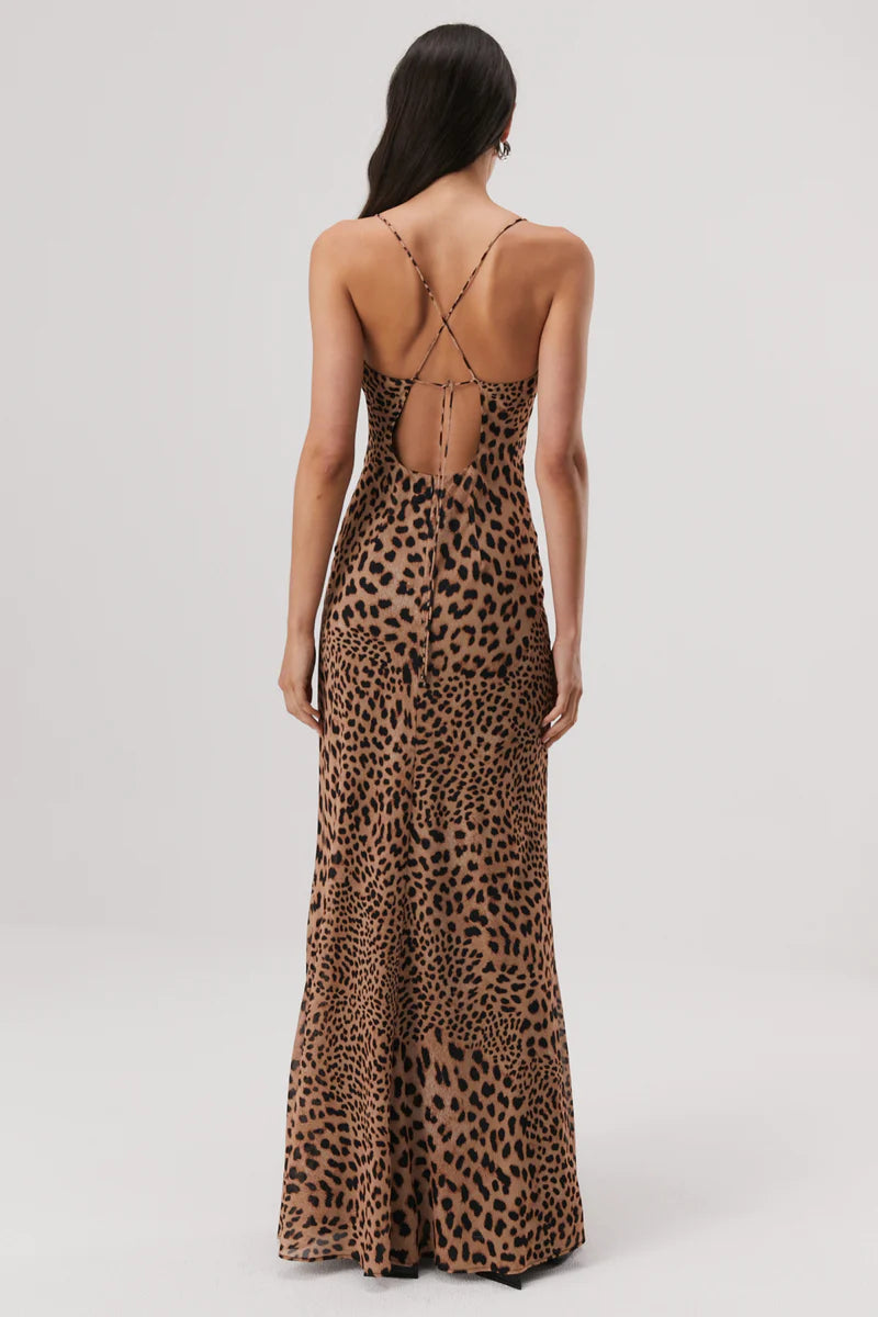 Elysian Collective Misha Elowen Maxi Dress Sunset Safari Animal Print