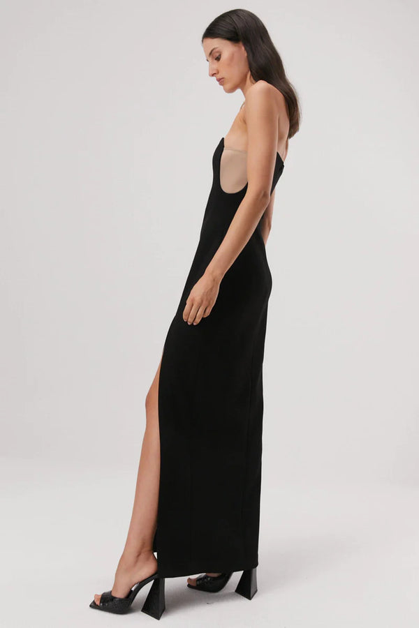 Elysian Collective Misha Ensley Strapless Gown Black