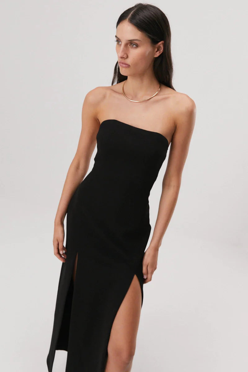 Elysian Collective Misha Ensley Strapless Gown Black