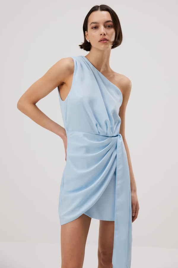 Elysian Collective Misha Jaxon Satin Mini Dress Sky Blue