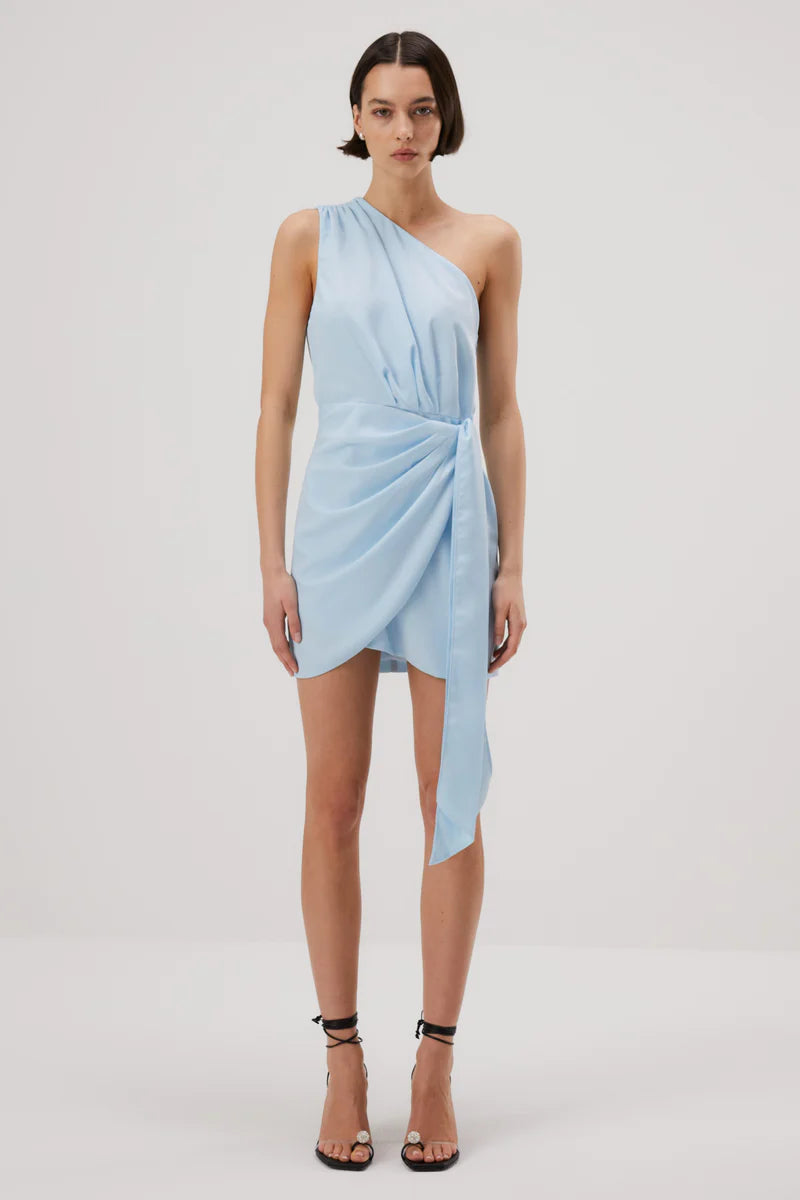 Elysian Collective Misha Jaxon Satin Mini Dress Sky Blue