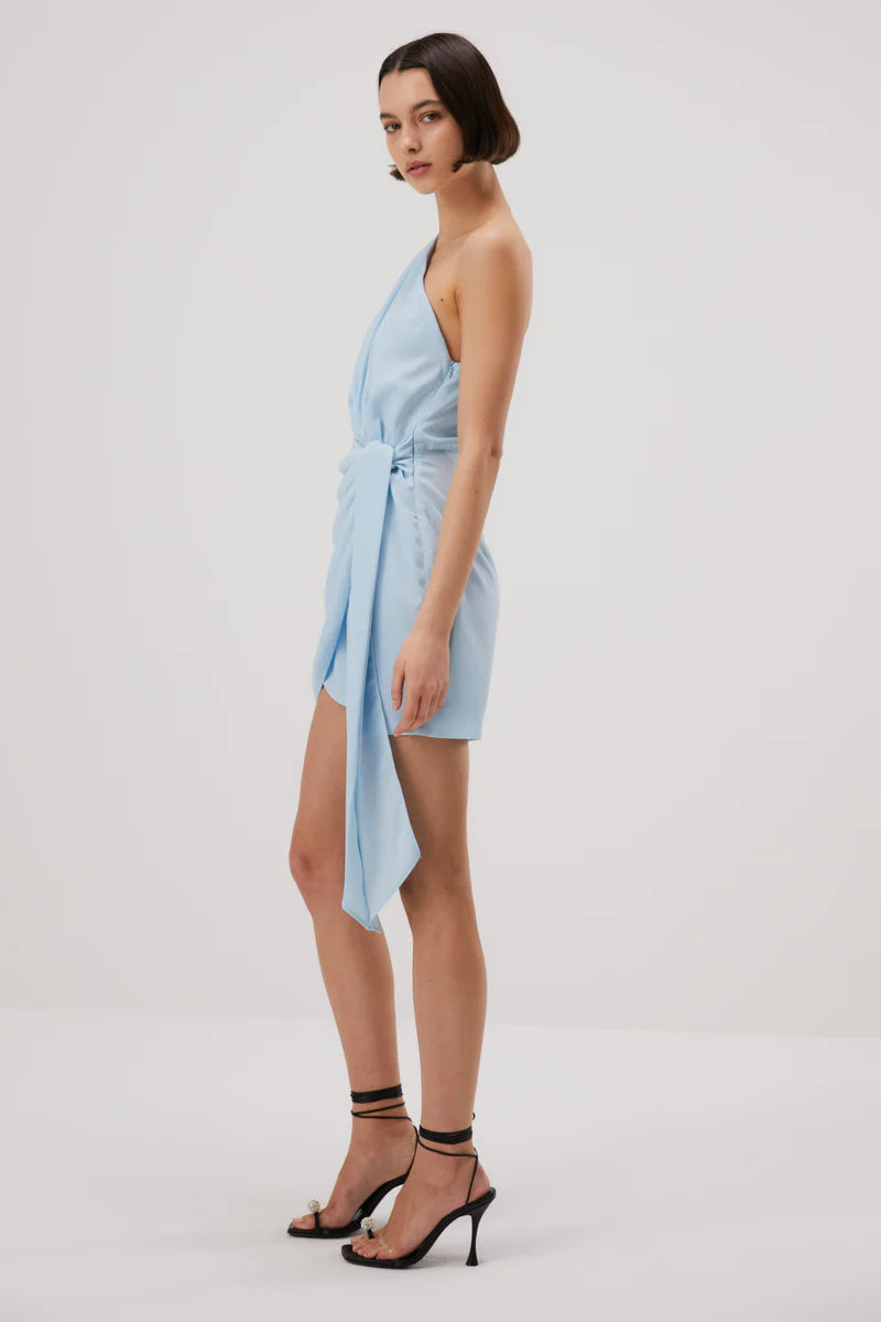 Elysian Collective Misha Jaxon Satin Mini Dress Sky Blue