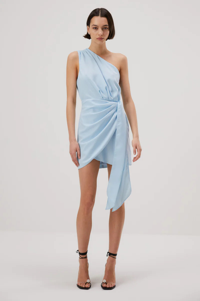 Elysian Collective Misha Jaxon Satin Mini Dress Sky Blue