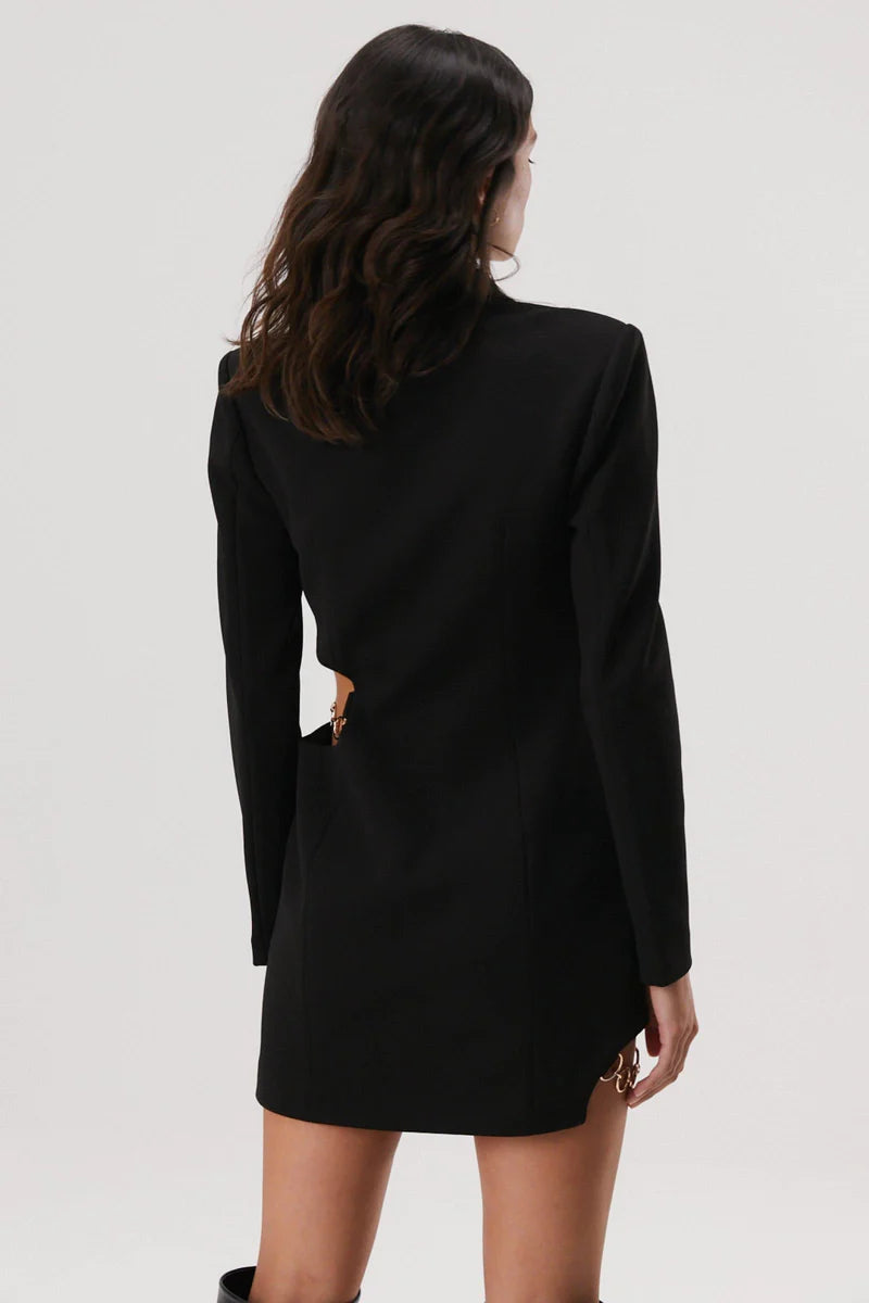 Elysian Collective Misha Unna Bonded Crepe Mini Dress Black