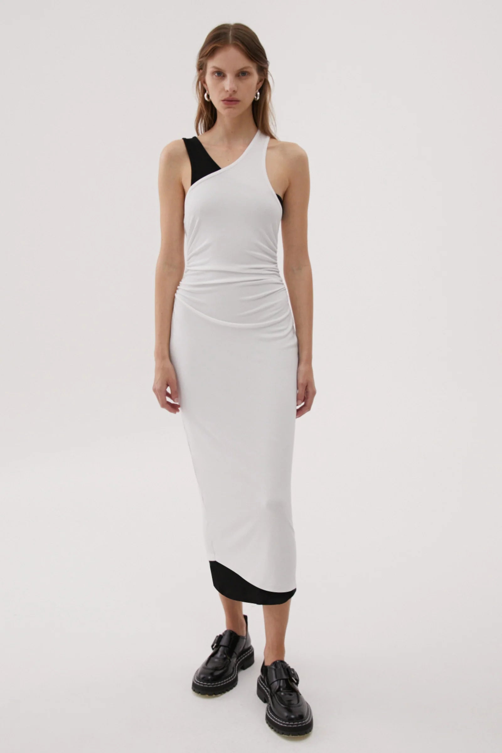 Elysian Collective Misha Urban Aglae Midi Dress Ivory and Black