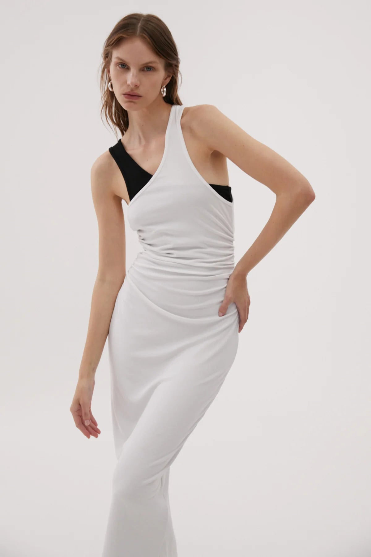 Elysian Collective Misha Urban Aglae Midi Dress Ivory and Black