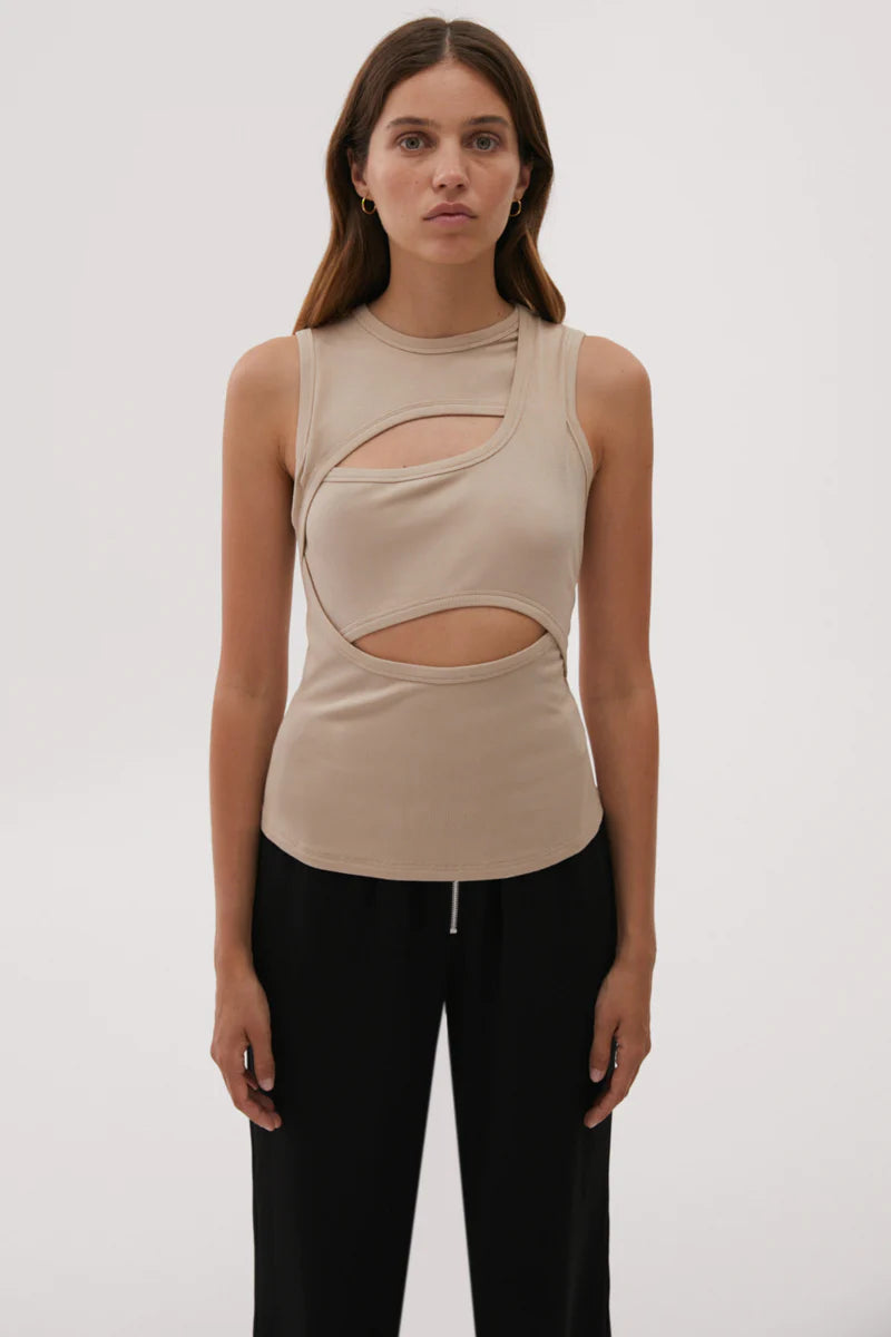 Elysian Collective Misha Urban Brighton Ribbed Jersey Tank Latte