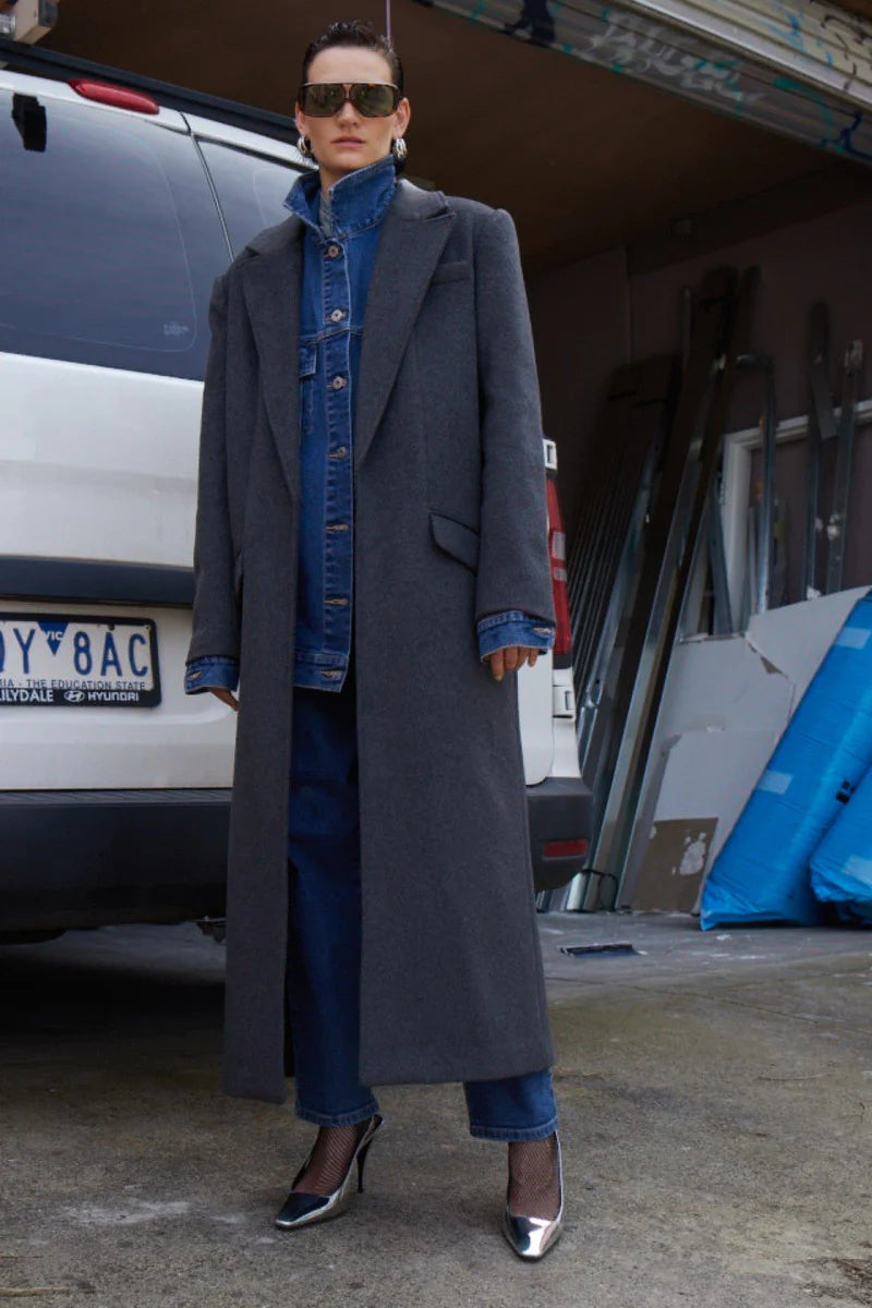 Elysian Collective Misha Urban Dabney Oversized Coat Charcoal