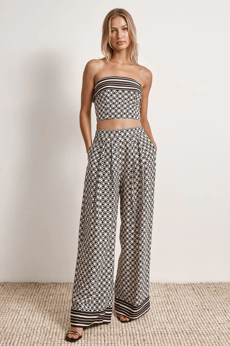 Elysian Collective Mon Renn Moonlight Strapless Top Geo Print