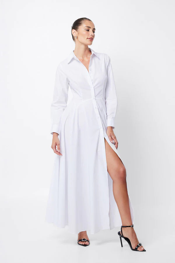 Elysian Collective Mossman Fixation Maxi Shirt Dress White