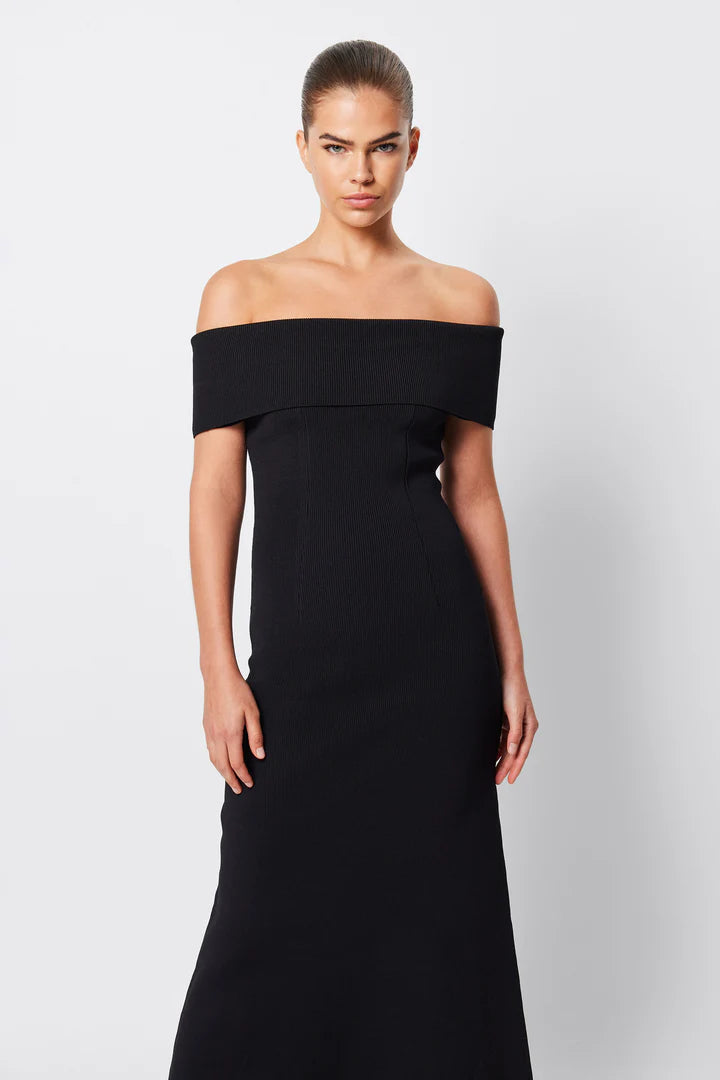 Elysian Collective Mossman Monaco Off Shoulder Midi Dress Black