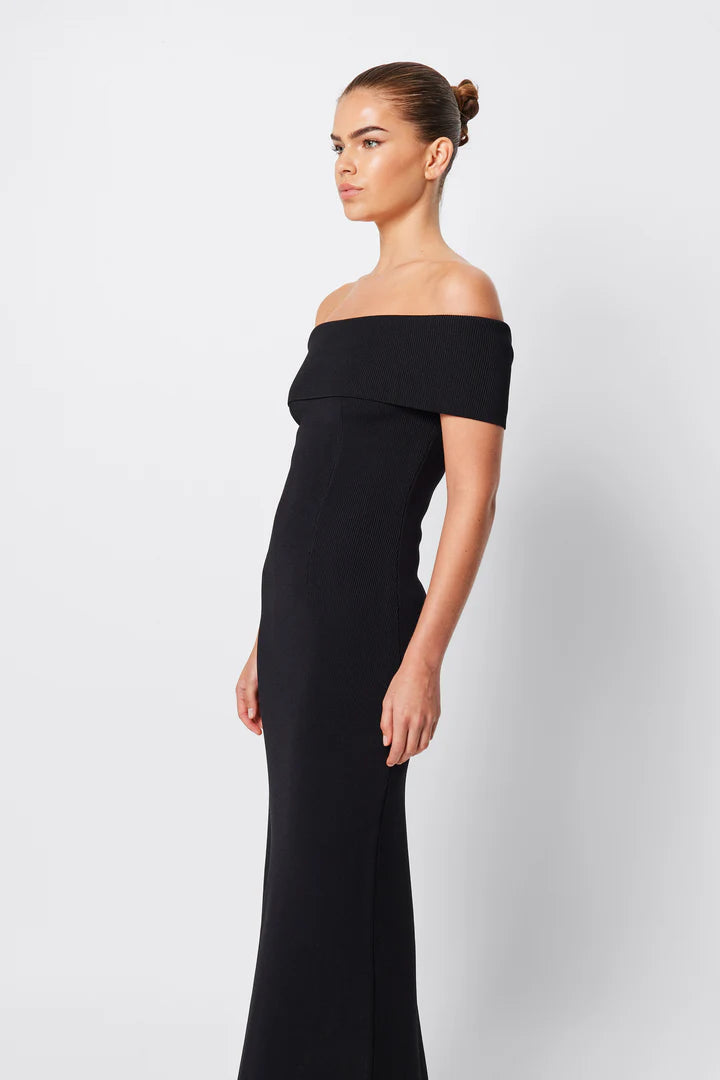 Elysian Collective Mossman Monaco Off Shoulder Midi Dress Black