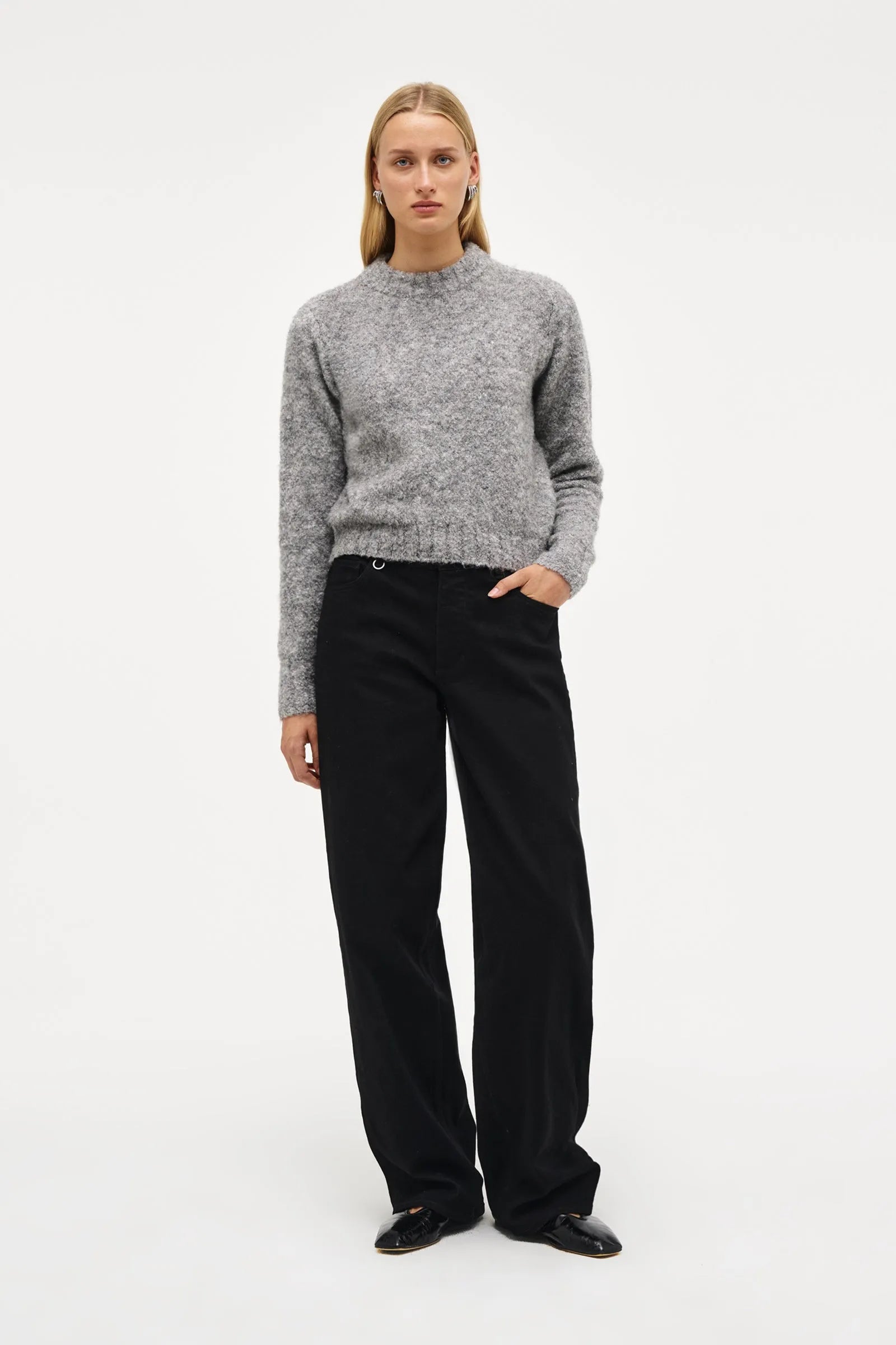 Elysian Collective Neuw Denim Boucle Crew Charcoal Marle