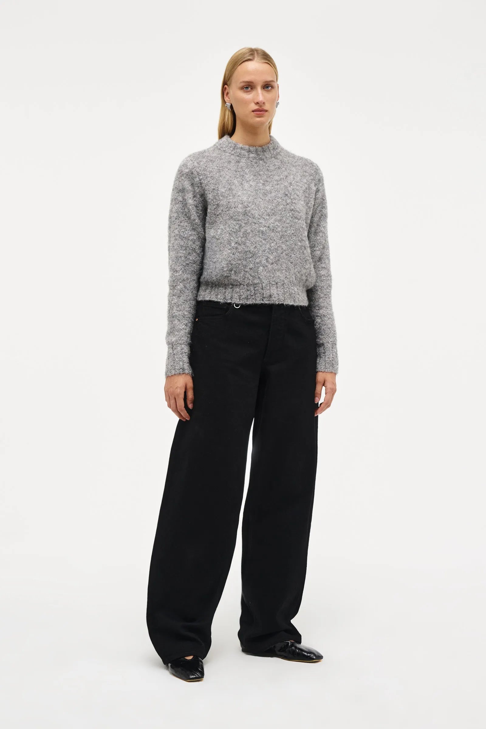 Elysian Collective Neuw Denim Boucle Crew Charcoal Marle