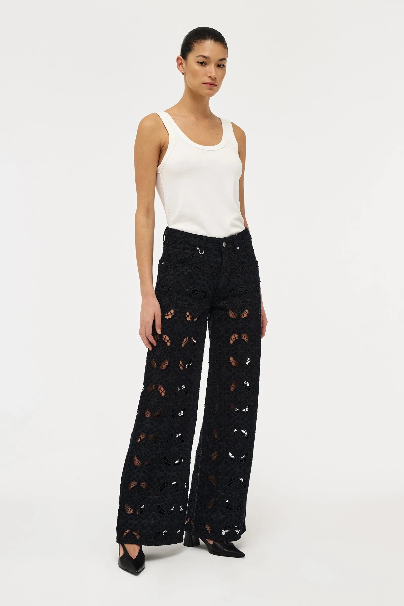 Elysian Collective Neuw Denim Eva Wide Fiore Embroidery