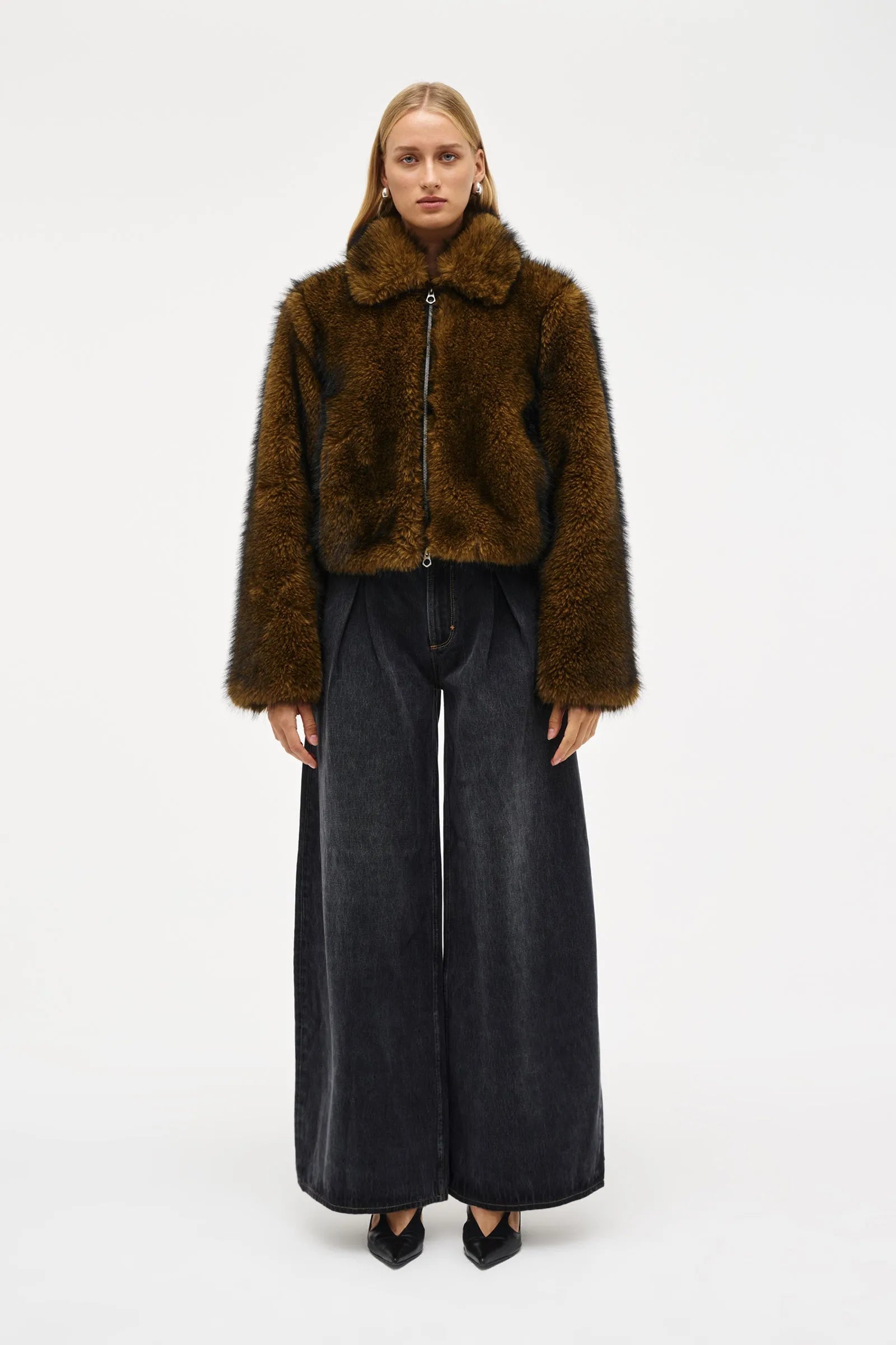 Elysian Collective Neuw Denim Faux Fur Jacket Honey
