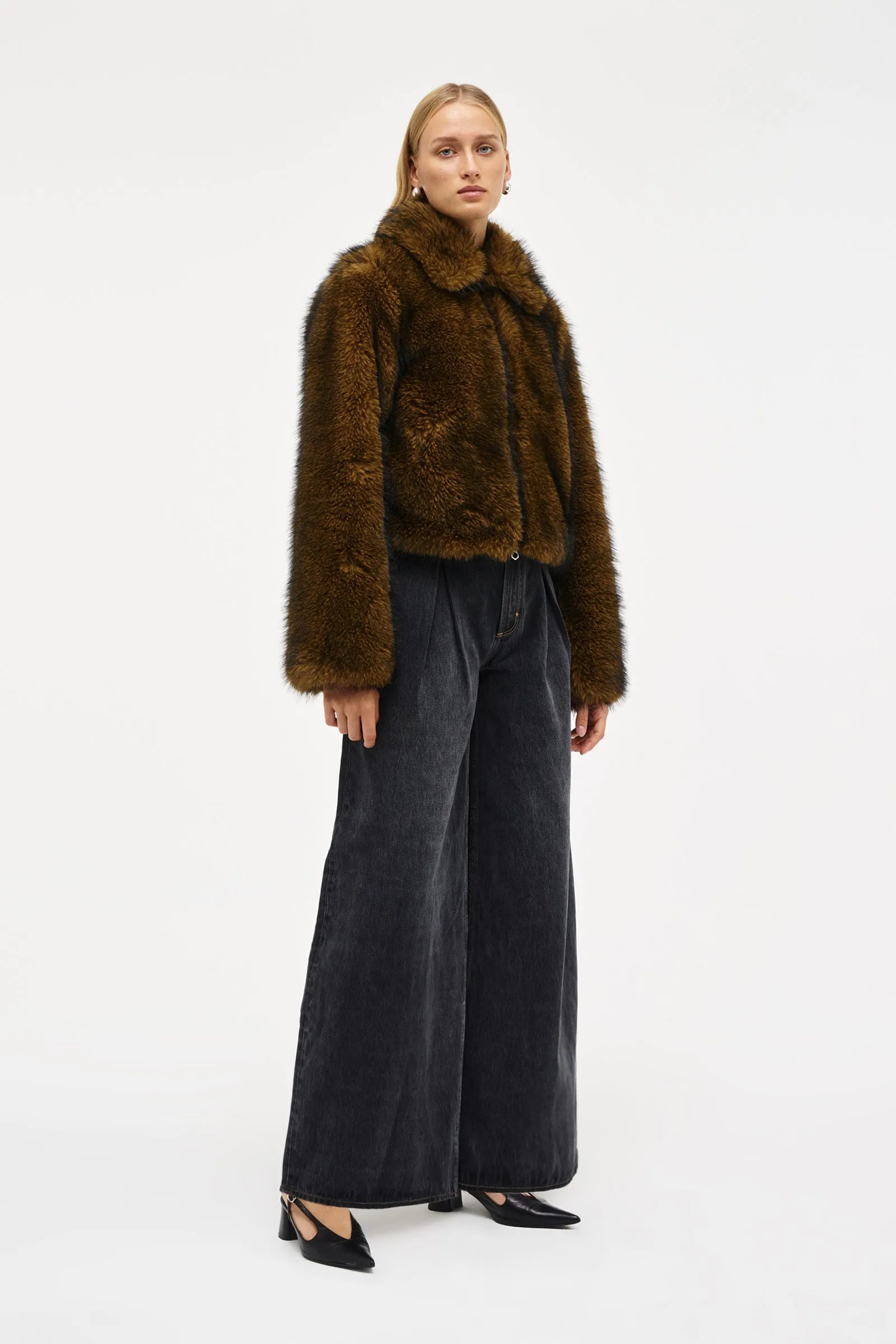 Elysian Collective Neuw Denim Faux Fur Jacket Honey