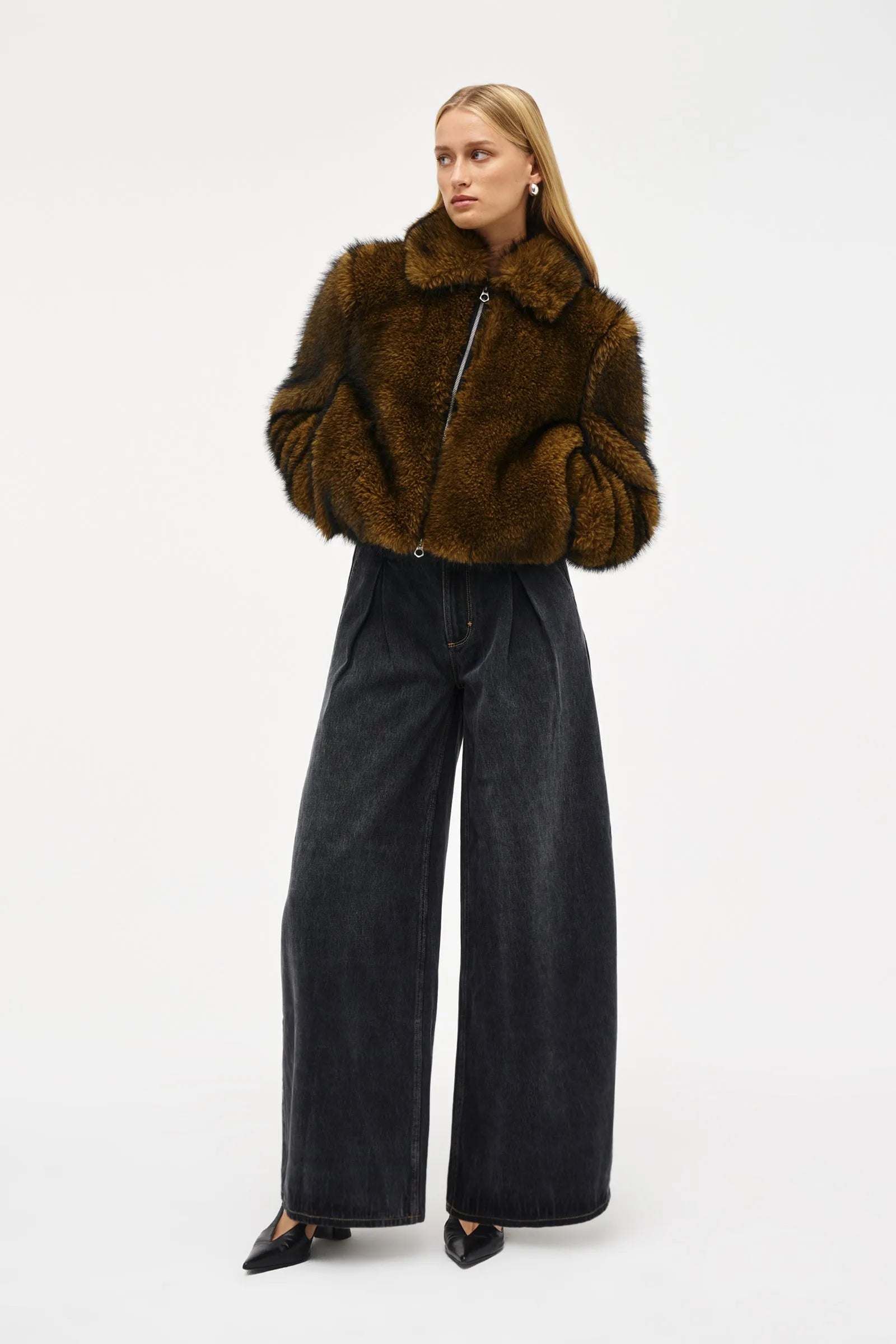Elysian Collective Neuw Denim Faux Fur Jacket Honey