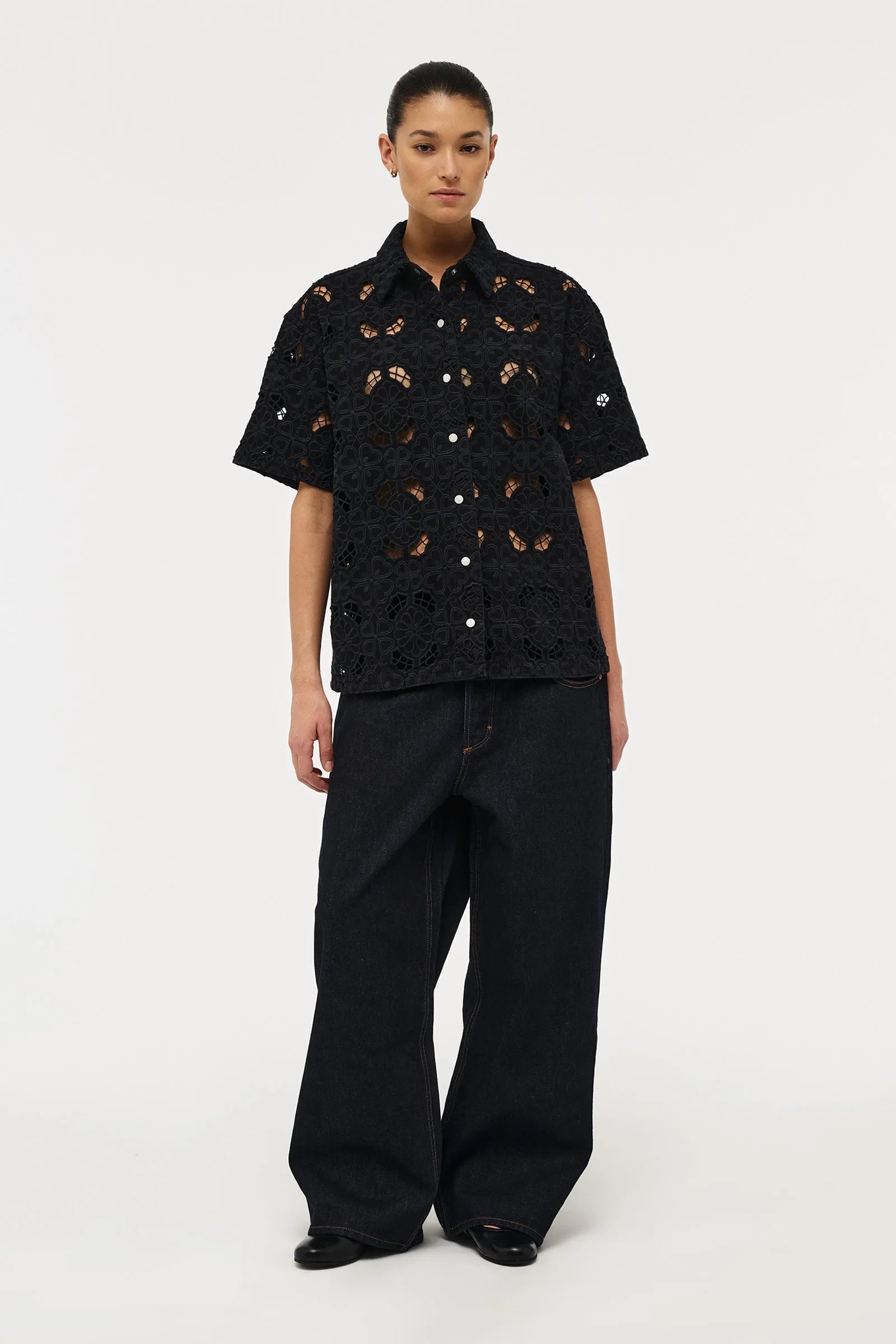 Elysian Collective Neuw Denim Foire Embroidery Shirt Black