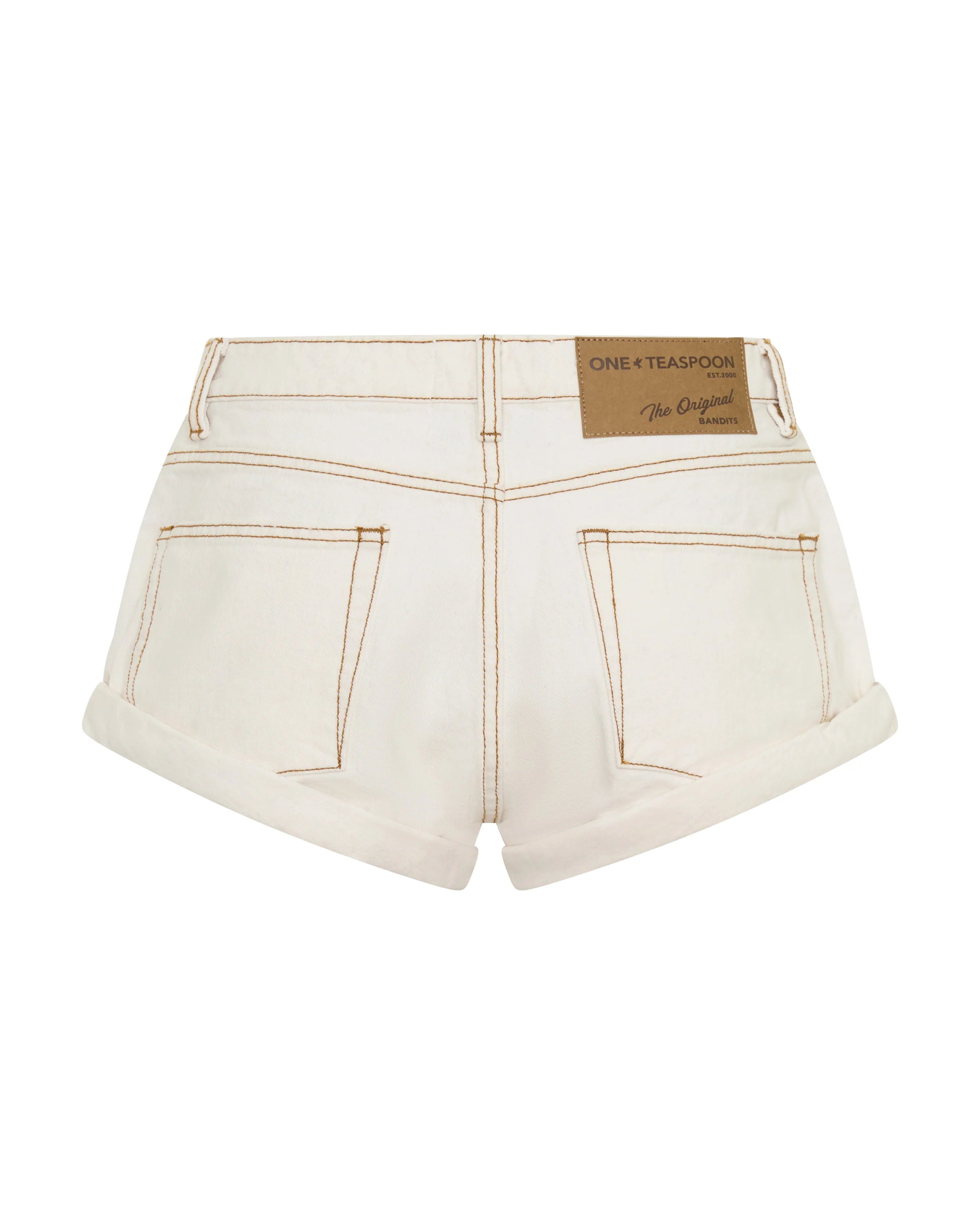 Elysian Collective One Teaspoon Bandits Low Waist Denim Shorts White Beauty