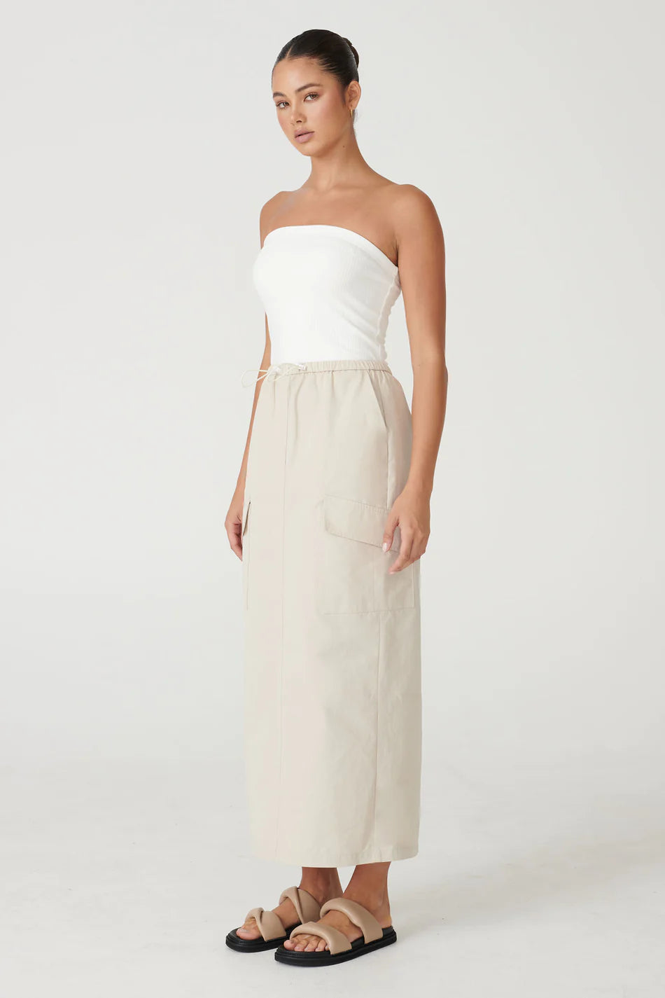 Elysian Collective Raef The Label Esme Cargo Skirt Beige