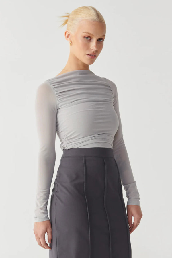 Elysian Collective Raef The Label Emery Long Sleeve Mesh Top Grey
