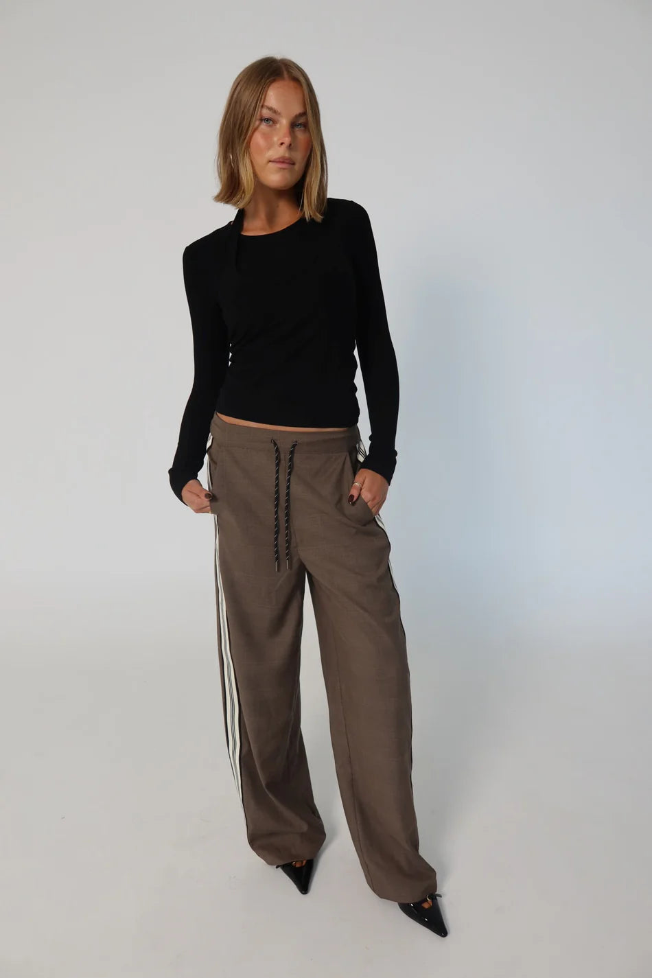 Elysian Collective Raef The Label Josie Wide Leg Trouser Yarn Dye Check