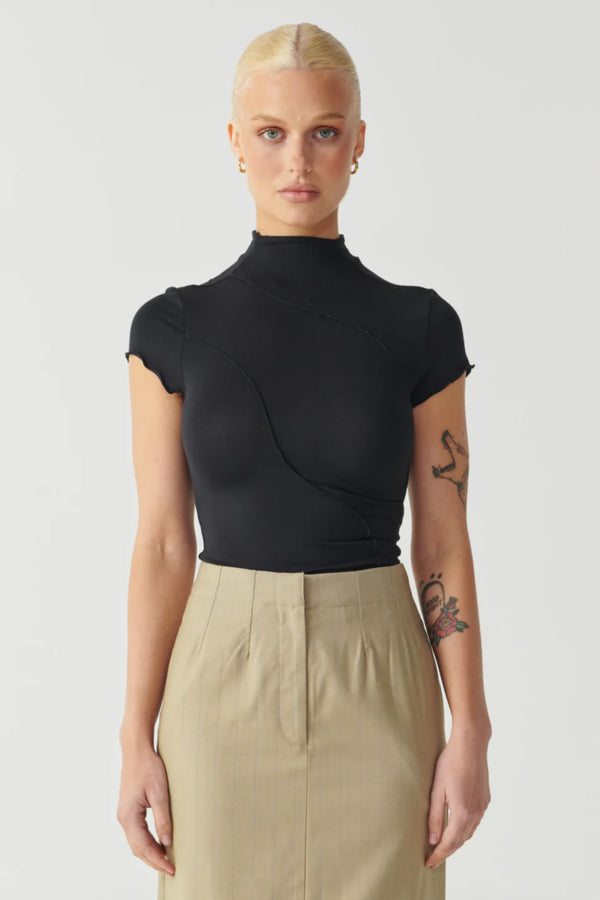 Elysian Collective Raef The Label Laney Panelled Top Black