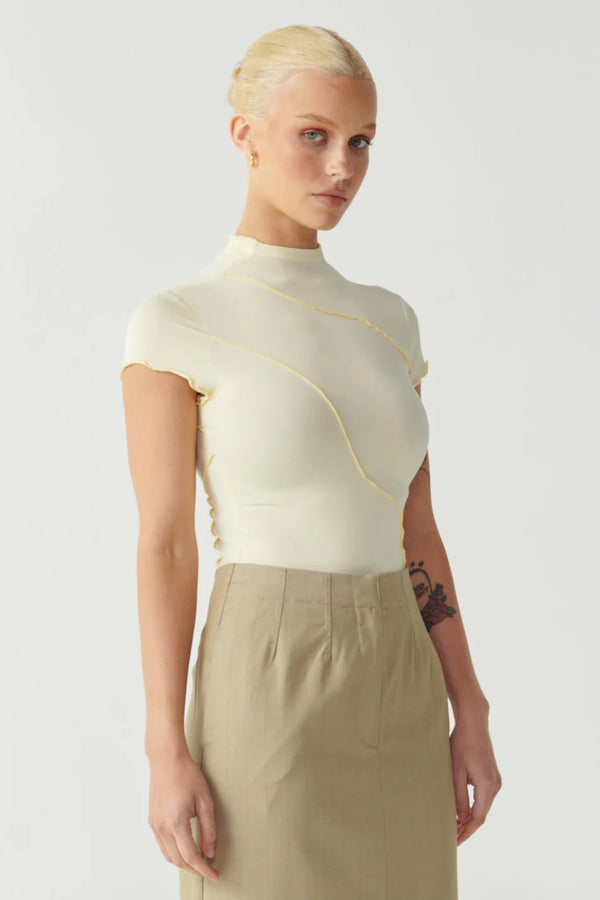 Elysian Collective Raef The Label Laney Panelled Top Butter