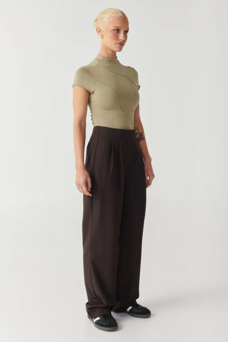 Elysian Collective Raef The Label Laney Panelled Top Dark Olive