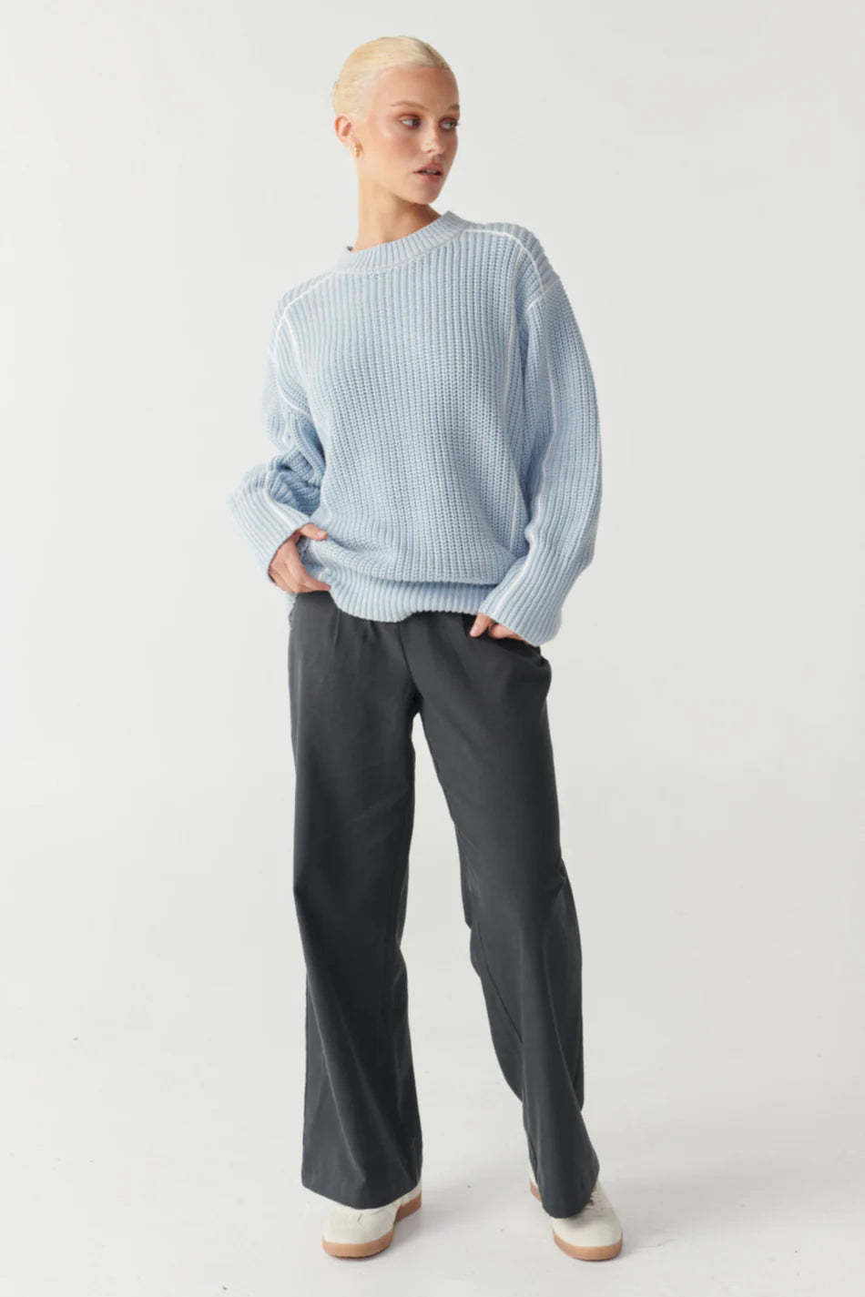 RAEF THE LABEL - MYLAH OVERSIZED CREW KNIT (SKY)