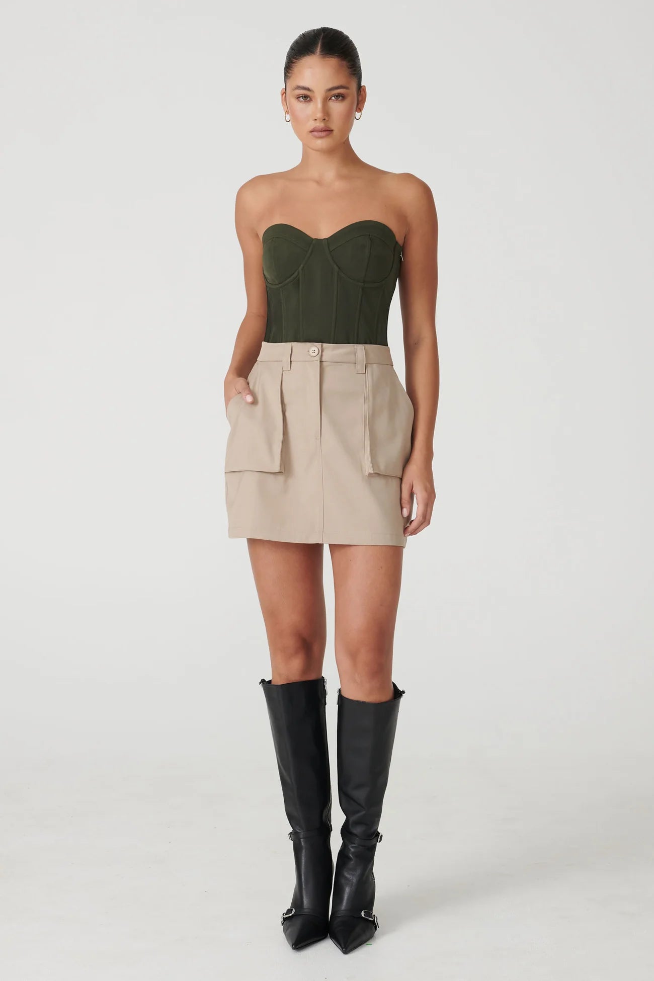 Elysian Collective Raef The Label Reid Corset Dark Khaki