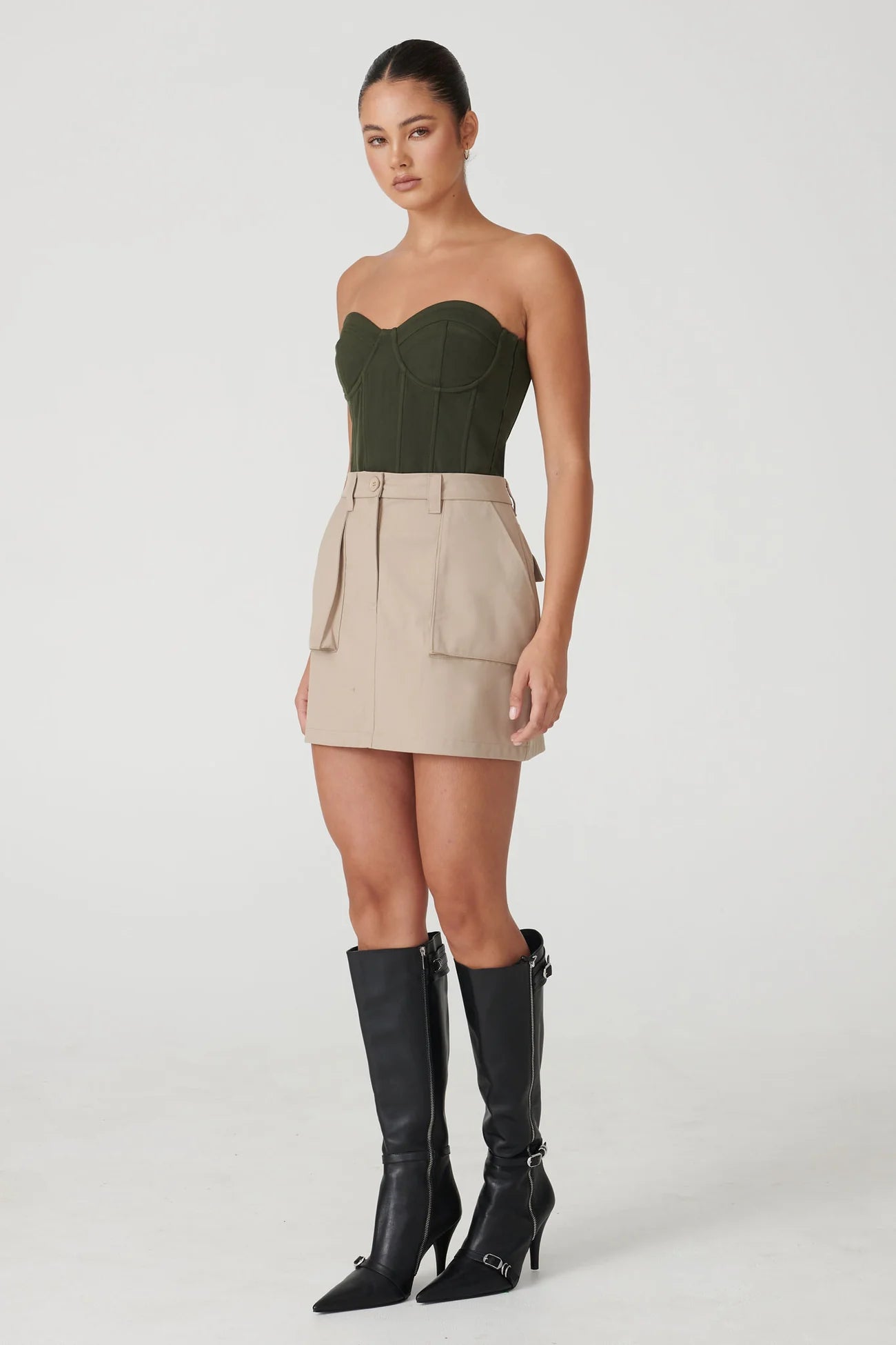 Elysian Collective Raef The Label Reid Corset Dark Khaki