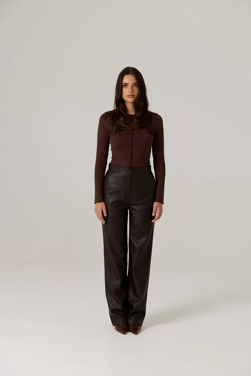 Elysian Collective RAEF The Label Winnie Vegan Leather Pant Dark Truffle
